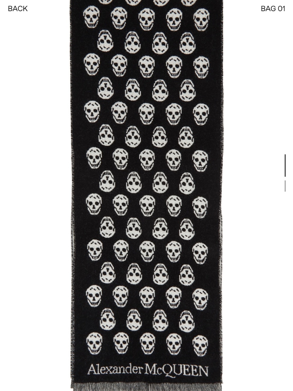 Alexander McQueen Black and White Skull Jacquard Scarf